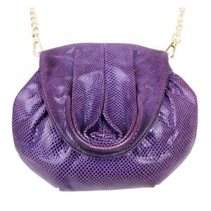 Finesse La Model PURPLE REAL SNAKESKIN X-BODY SHOULDER BAG HANDBAG CLUTCH PURSE
